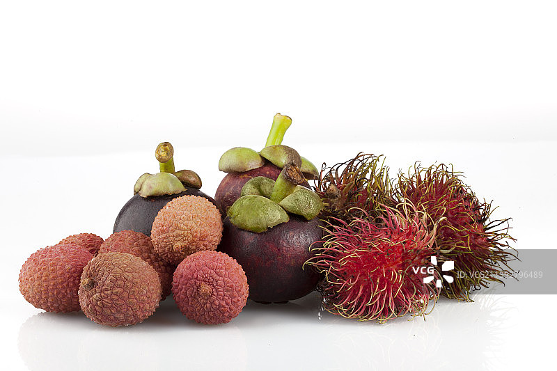 红毛丹特写，白色背景图片素材