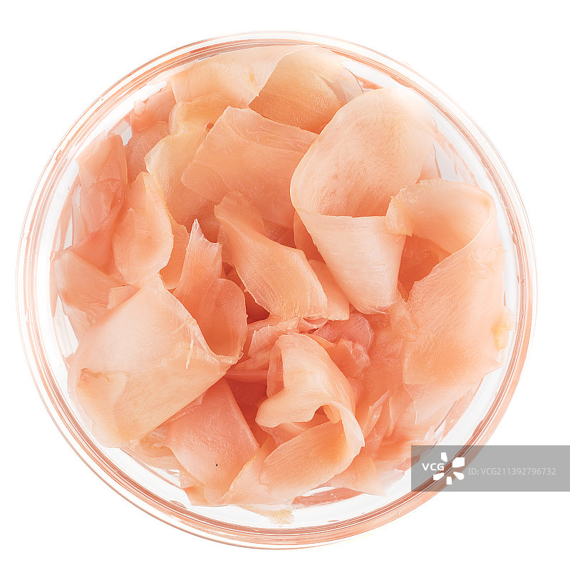 白色背景碗中生食俯视图图片素材