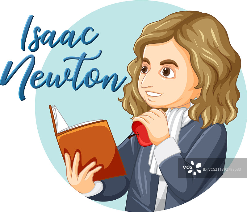 卡通风格的艾萨克·牛顿画像图片素材