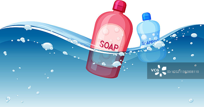 白色背景下漂浮在水中的肥皂图片素材