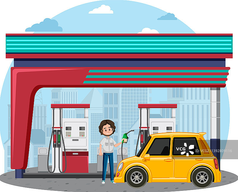 卡通风格加油站图片素材