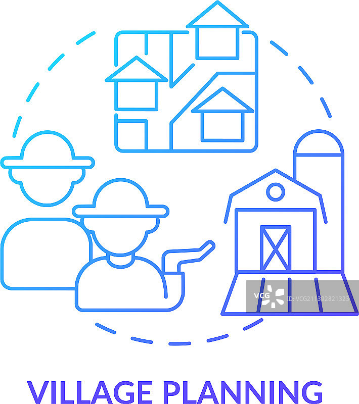 蓝色渐变村庄规划概念图标图片素材