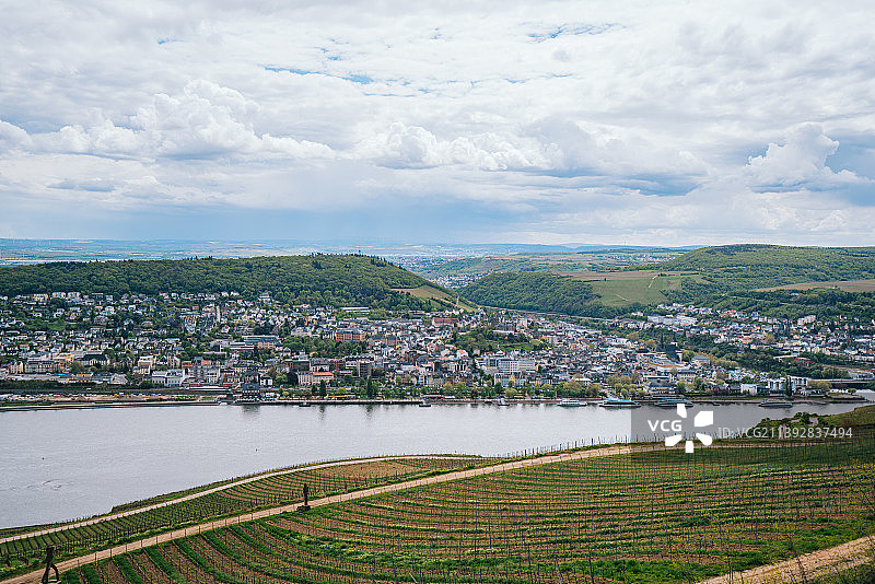 眺望德国莱茵河谷自然风光图片素材