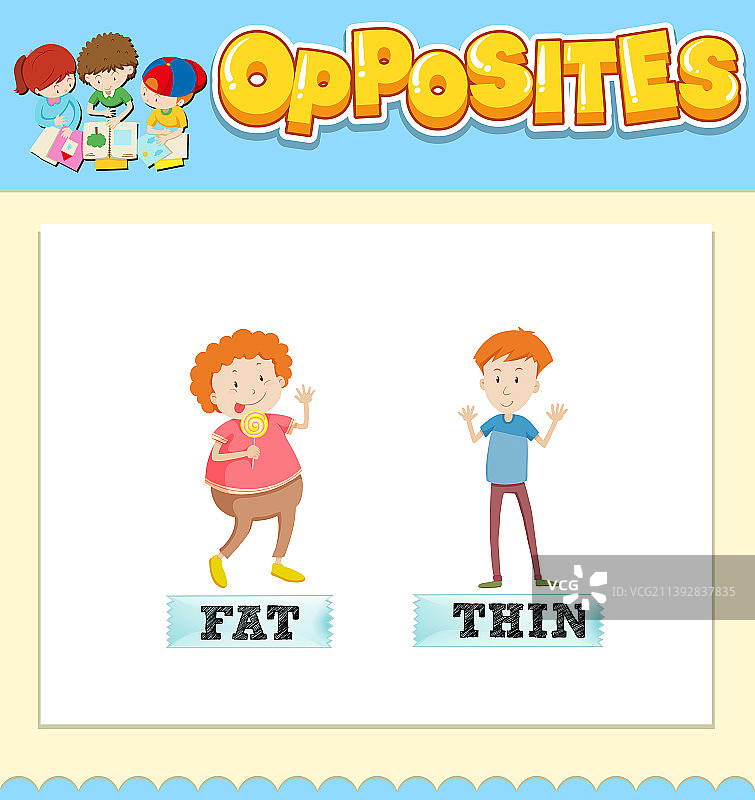 肥胖与瘦的反义词图片素材