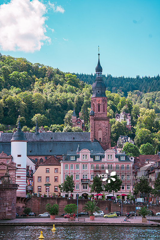 德国海德堡，历史老桥与老城风光图片素材