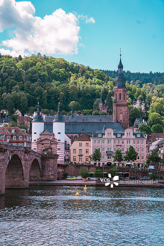 德国海德堡，历史老桥与老城风光图片素材