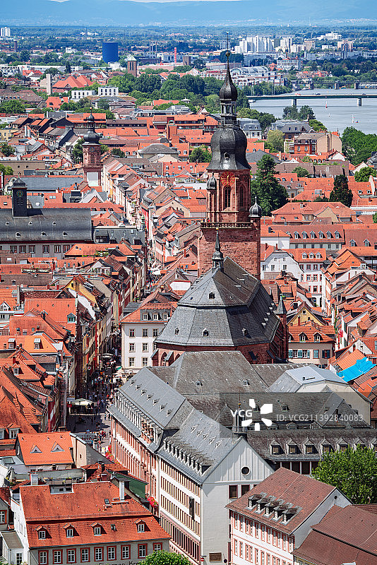 航拍德国海德堡，内卡河畔的历史名城，位于巴登符腾堡州图片素材