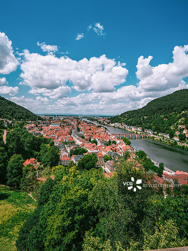 航拍德国海德堡，内卡河畔的历史名城，位于巴登符腾堡州图片素材