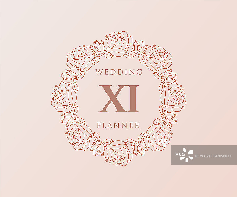 XI首字母婚礼字母组合标志图片素材