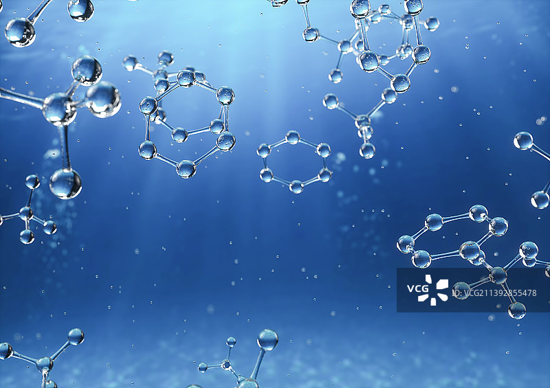 蓝色分子模型图片素材