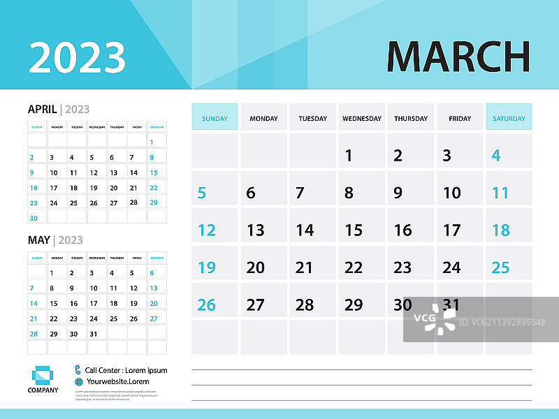 2023年3月日历模板图片素材