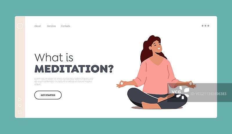 瑜伽冥想着陆页模板图片素材