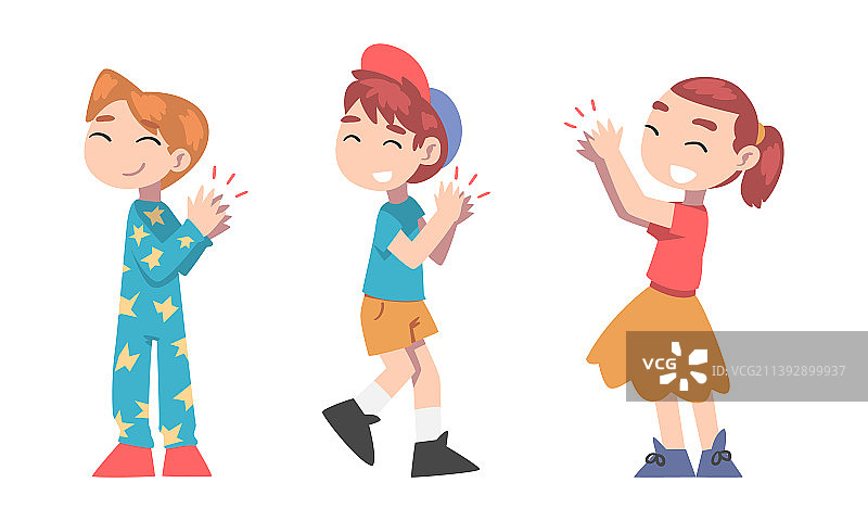 快乐微笑的男孩女孩鼓掌合集图片素材