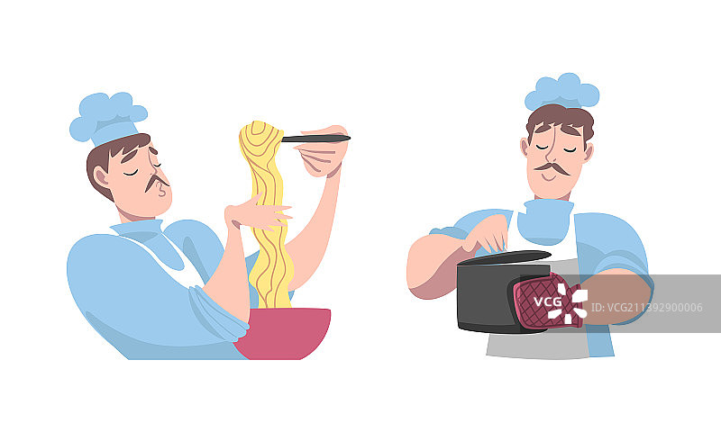 留着胡子的厨师在烹饪美味图片素材