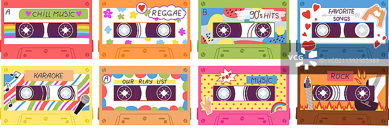80、90年代复古音乐磁带图片素材