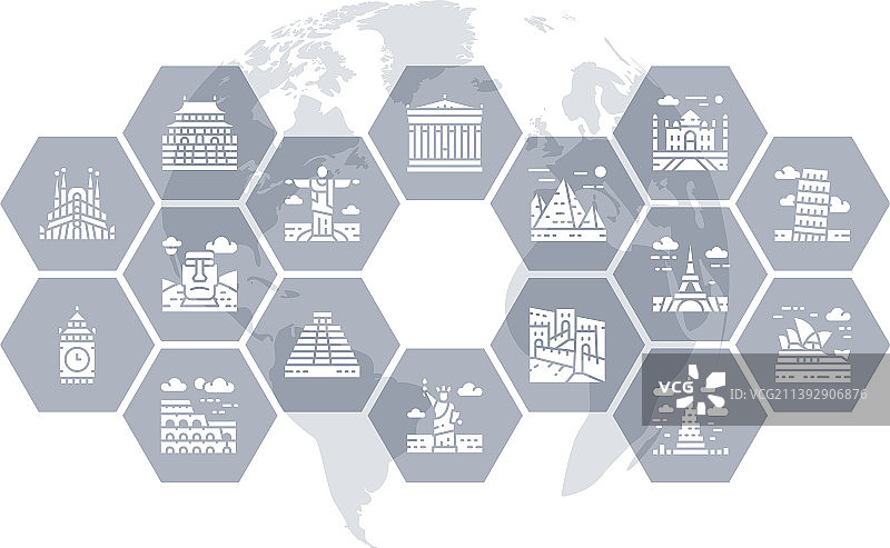 旅行地标线性图标图片素材