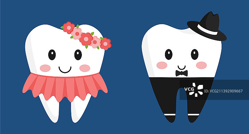 穿着连衣裙的可爱女孩的牙齿图片素材