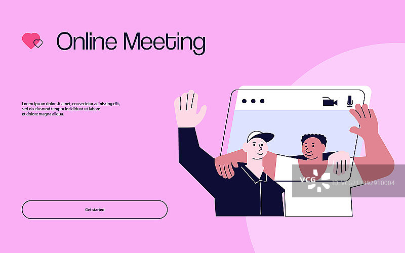 虚拟会议着陆页网页模板图片素材