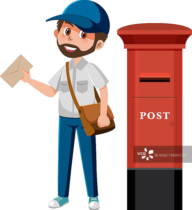 邮递员在邮局送信图片素材