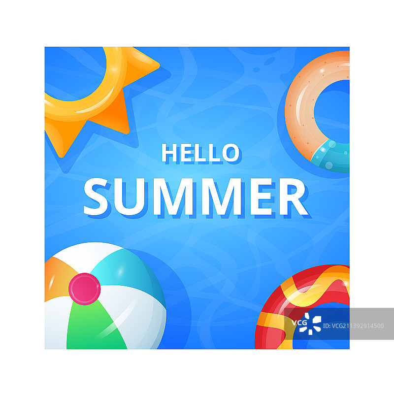 泳池派对宣传单：假日夏日海滩玩具卡片图片素材