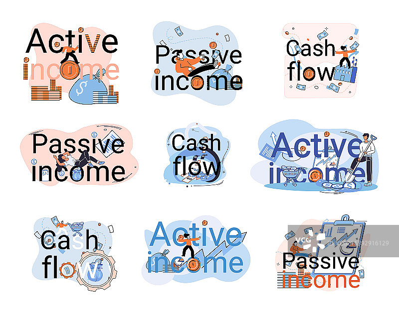 主动和被动收入概念图片素材