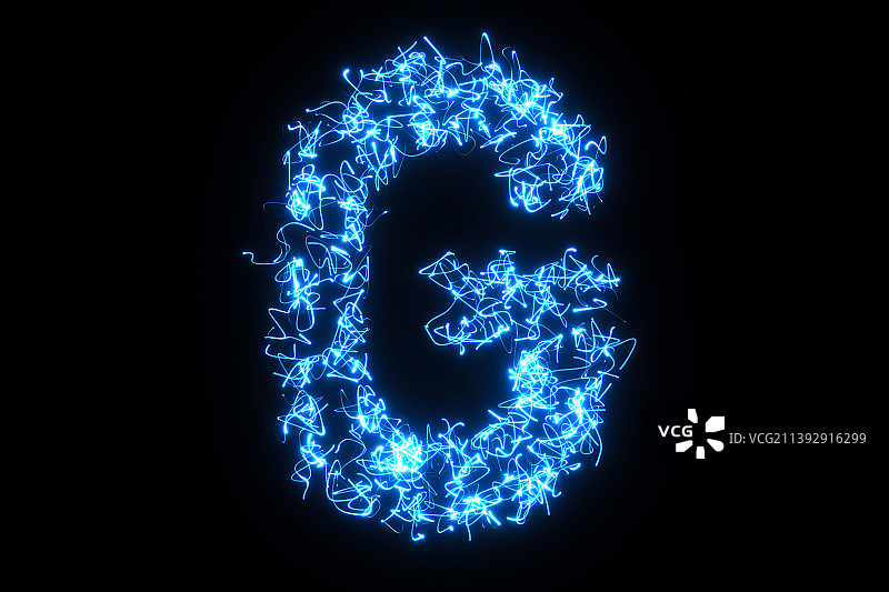 3D发光的英文字母G图片素材