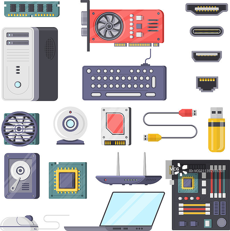 电脑硬件元件2.5D素材合集图片素材