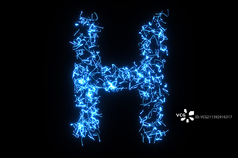 3D发光的英文字母H图片素材