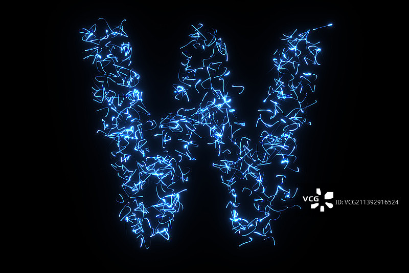 3D发光的英文字母W图片素材