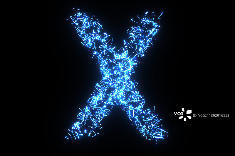 3D发光的英文字母X图片素材