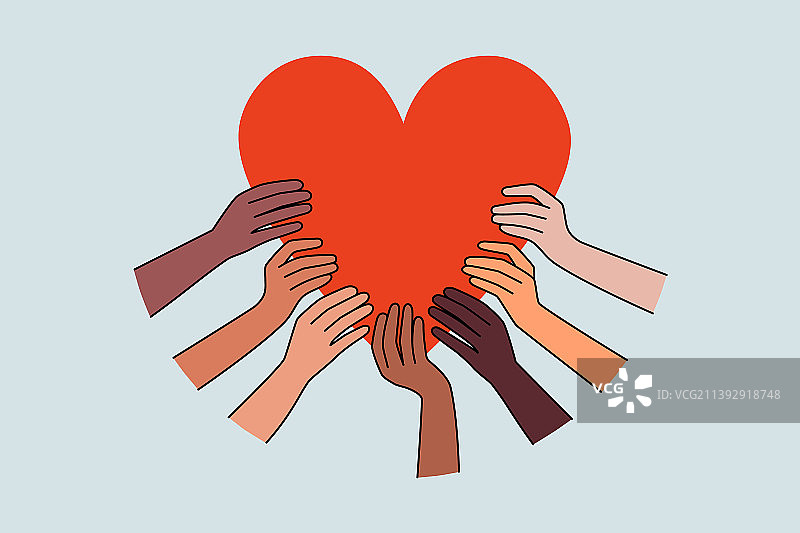 不同肤色的人们手捧爱心图片素材