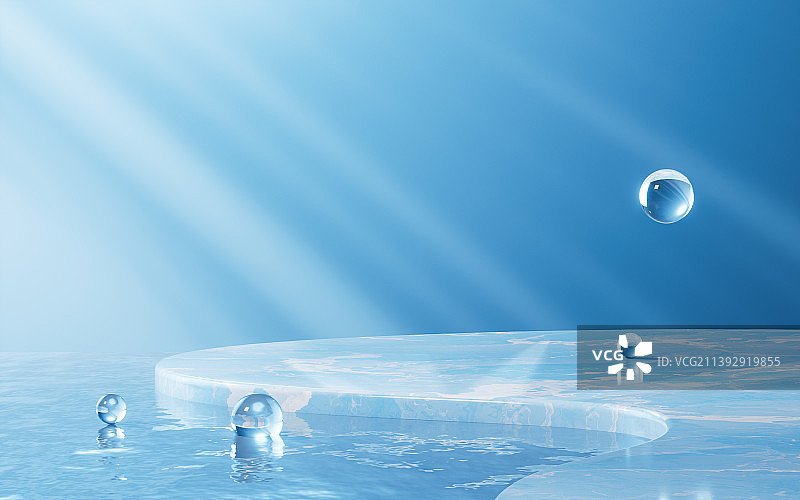 水面上的展示台3D渲染图片素材