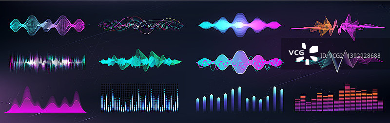 音频波形集：彩色数字均衡器图片素材