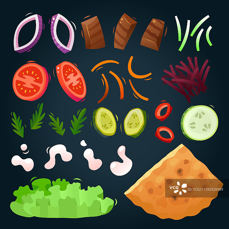 自制希腊卷饼的食材图片素材