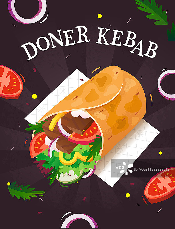 土耳其烤肉或沙威玛海报模板图片素材