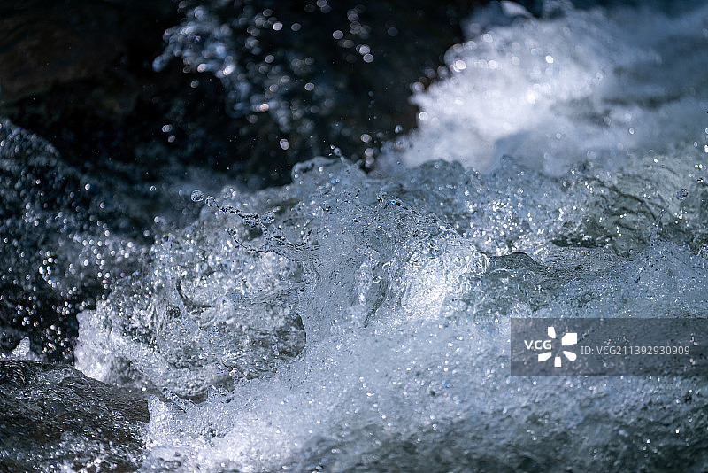 溪流飞溅的水花特写图片素材