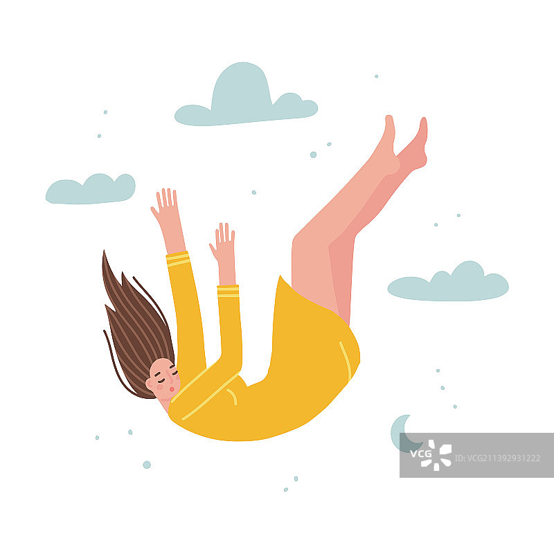 从天空坠落的年轻女子图片素材