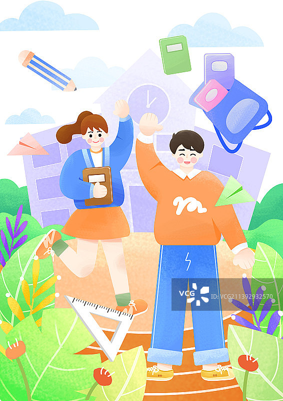开学季迎接新生插画图片素材