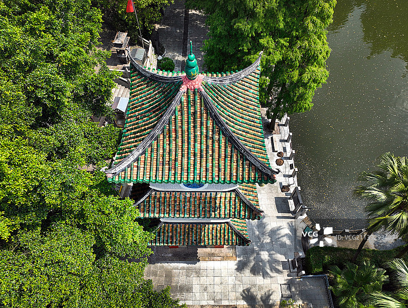 广东省佛山市南海区西樵山风景区樵山文化中心听音湖白云洞景区航拍图片素材