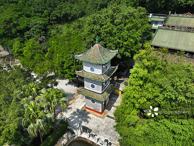 广东省佛山市南海区西樵山风景区樵山文化中心听音湖白云洞景区航拍图片素材