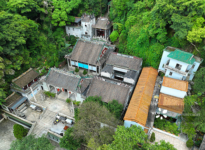 广东省佛山市南海区西樵山风景区樵山文化中心听音湖白云洞景区航拍图片素材