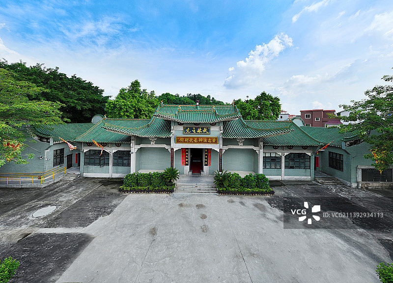 广东省佛山市南海区西樵禄舟村黄飞鸿故里黄飞鸿狮艺武术馆航拍图片素材