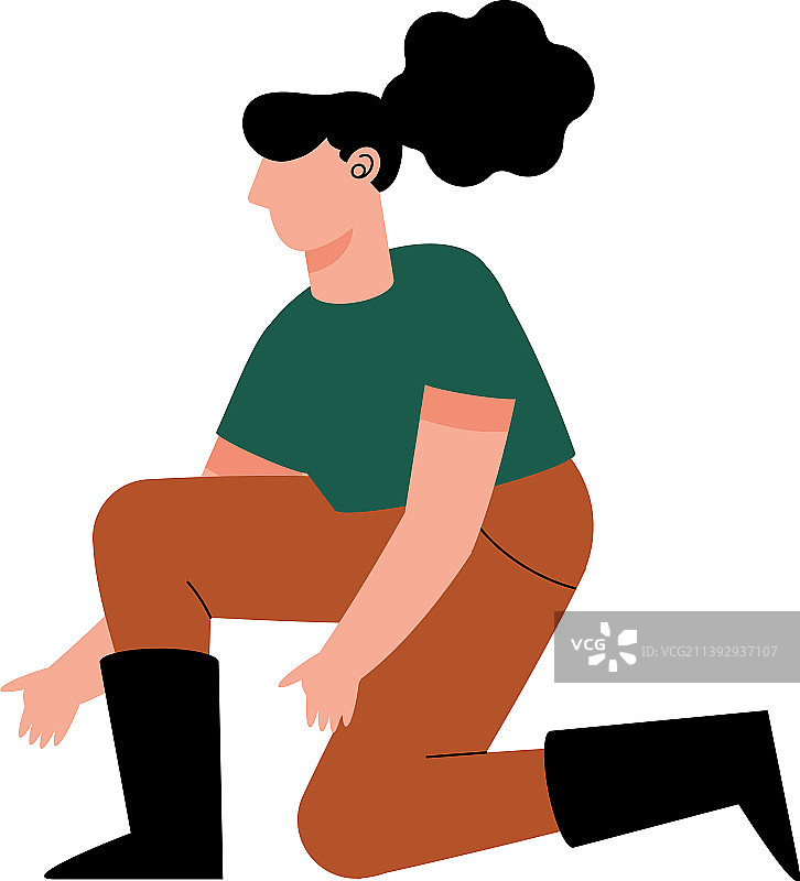 跪着的农妇图片素材