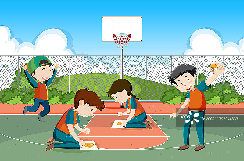 孩子们玩刮刮乐焦糖饼图片素材