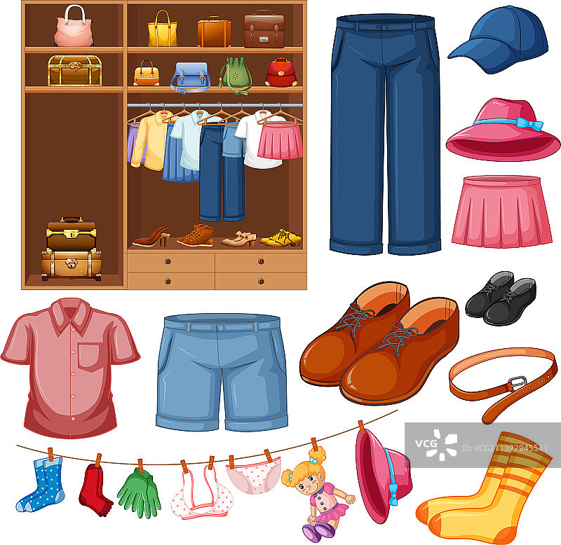 白色背景上的不同布料图片素材