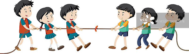 孩子们玩拔河游戏图片素材