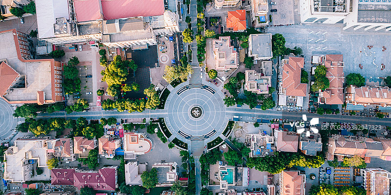 中国天津意式风情区马可波罗广场航拍图片素材