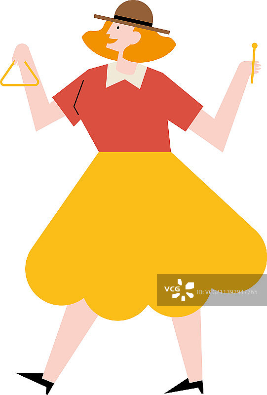 演奏三角铁的农妇图片素材