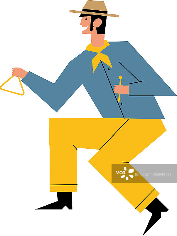 农民演奏三角铁图片素材