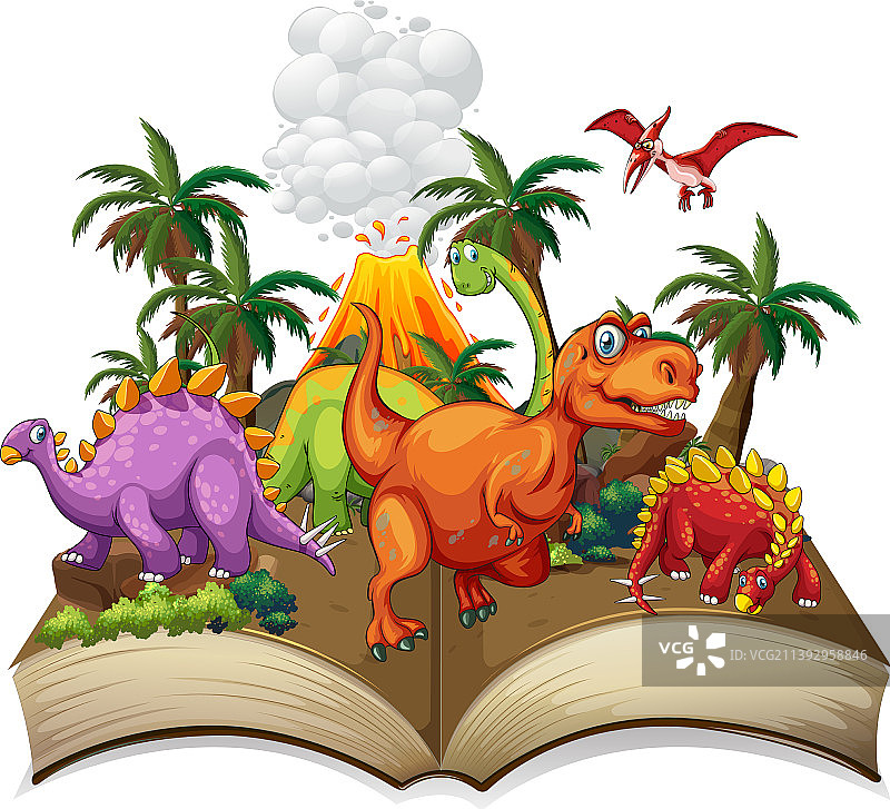 森林里的恐龙书图片素材